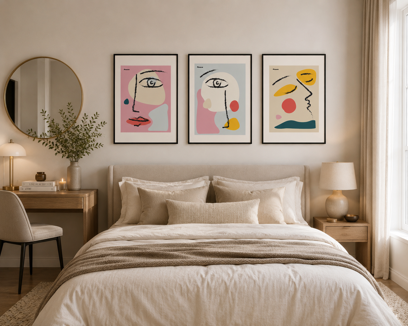 Picasso Abstract Face Print Set of 3 | Modern Minimalist Wall Art