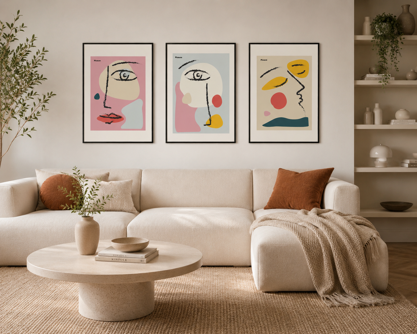 Picasso Abstract Face Print Set of 3 | Modern Minimalist Wall Art