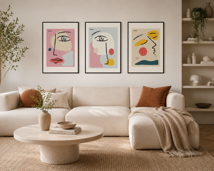 Picasso Abstract Face Print Set of 3 | Modern Minimalist Wall Art
