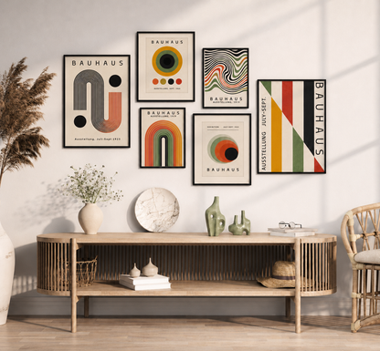 Bauhaus Abstract Wall Art Print | Mid Century Modern Geometric Poster