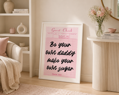 Framed poster with motivational quote in a home setting