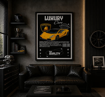 Yellow Lamborghini Sports Car Poster
