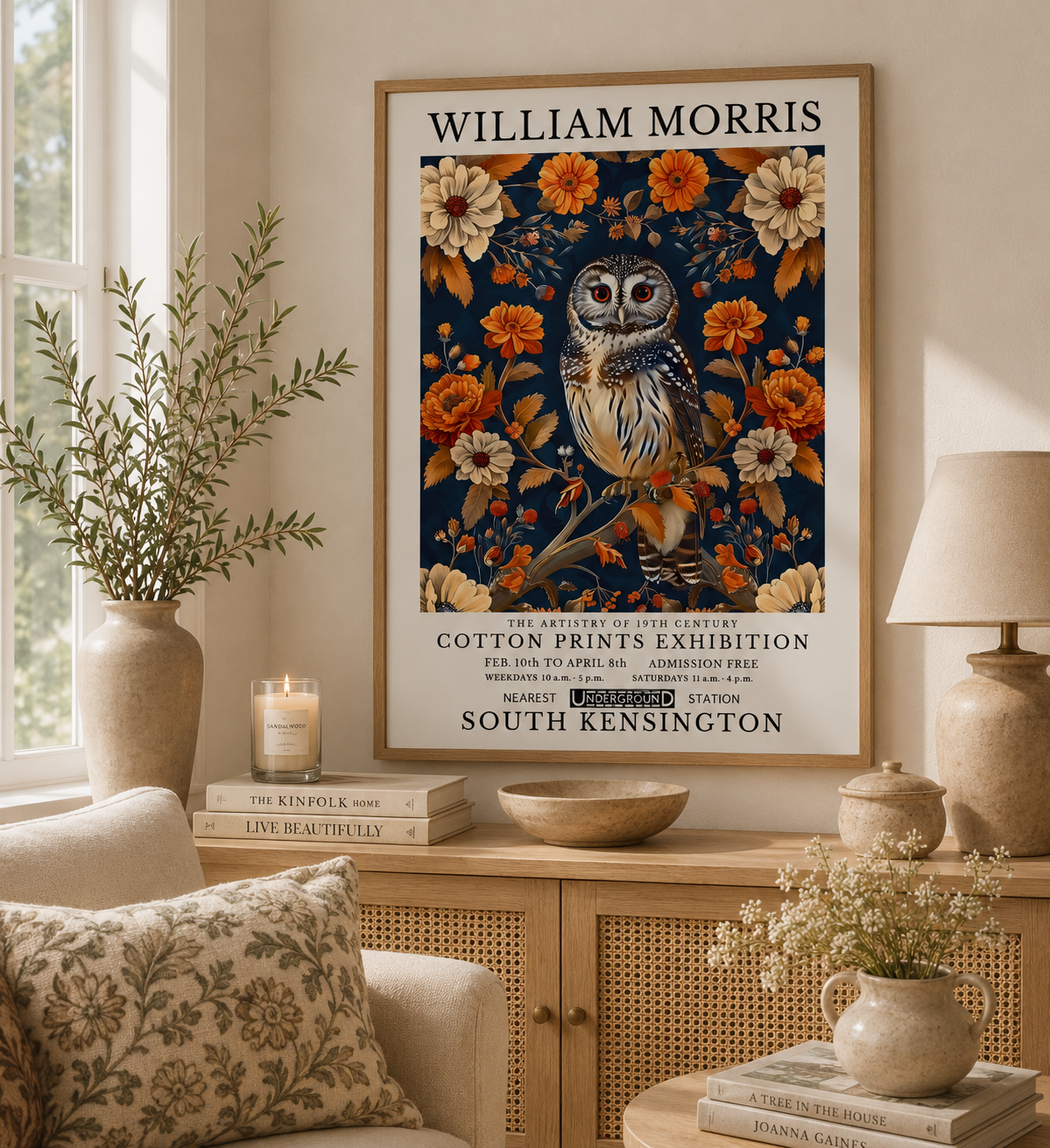William Morris Inspired Barn Owl Print