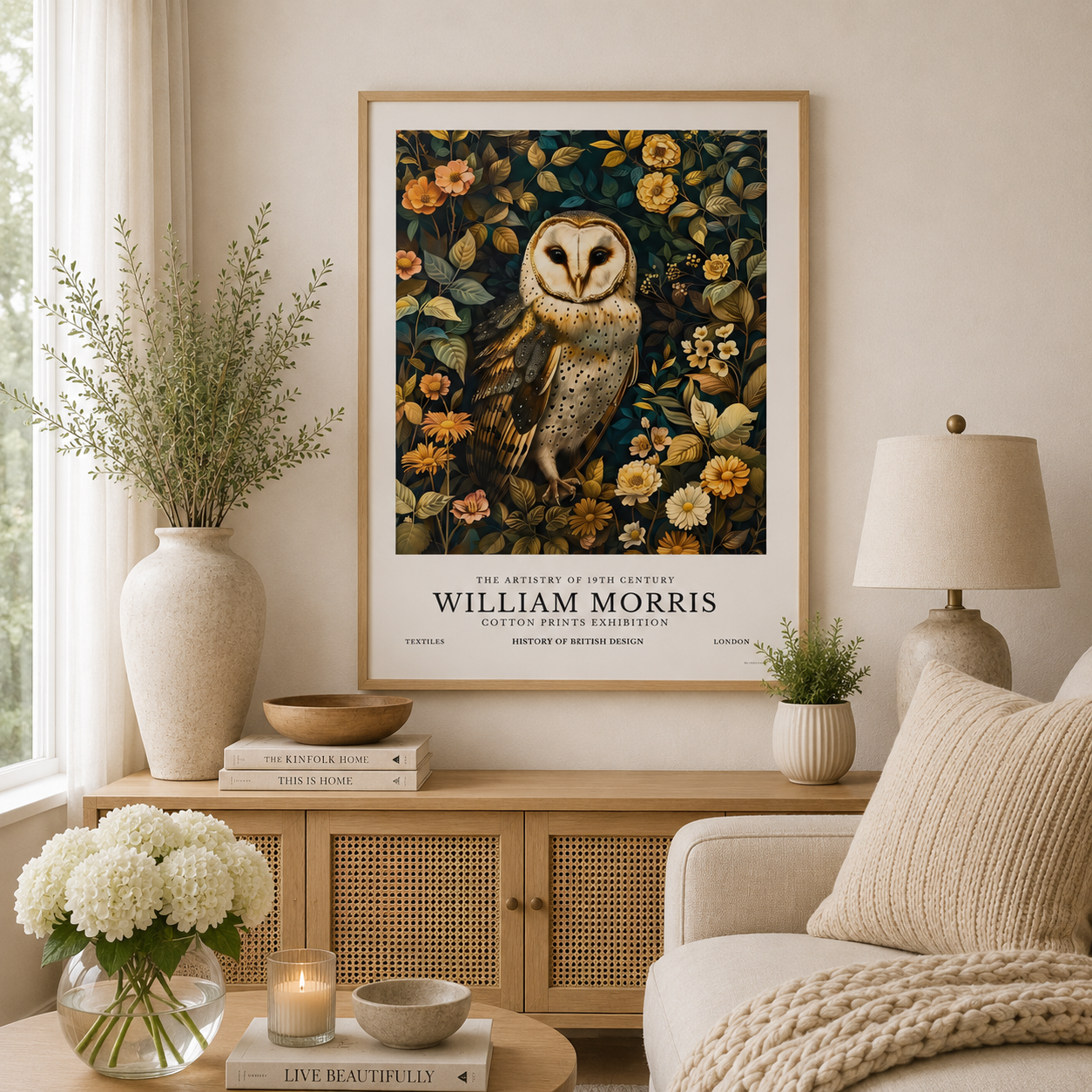 William Morris Inspired Barn Owl Print