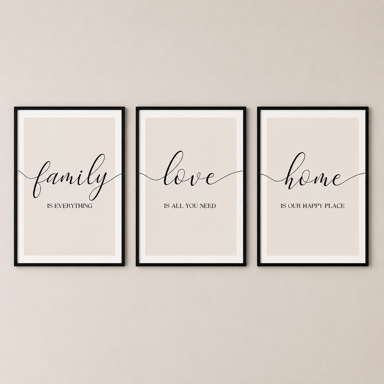 Set of 3 Neutral Family Wall Art Prints
