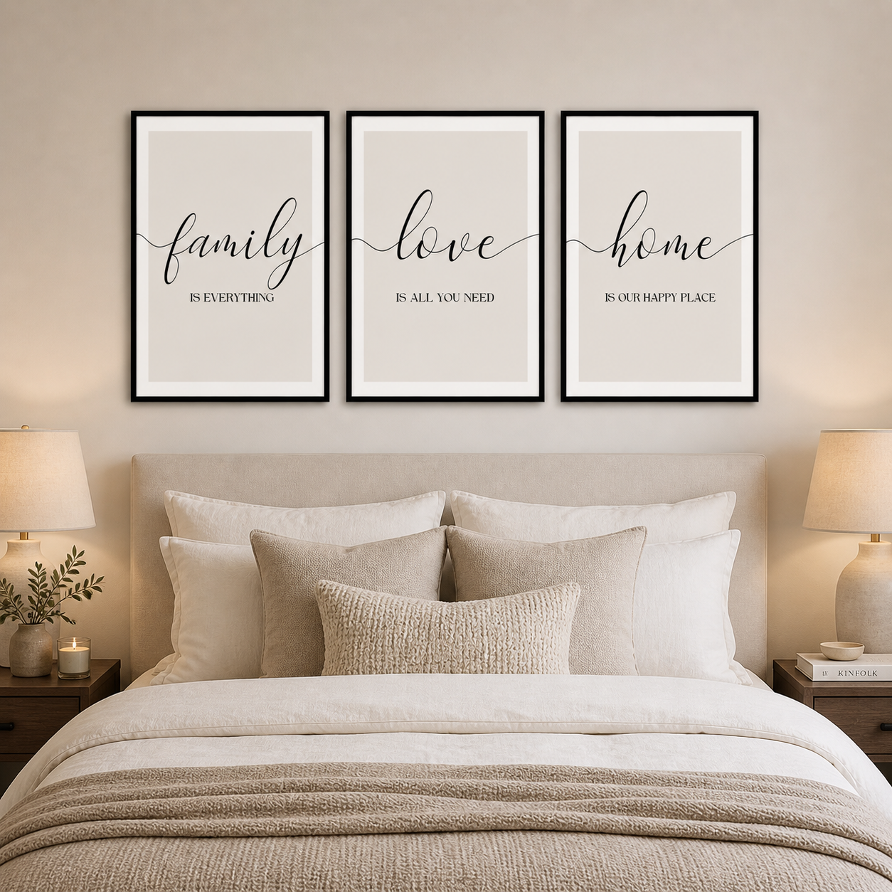 Set of 3 Neutral Family Wall Art Prints