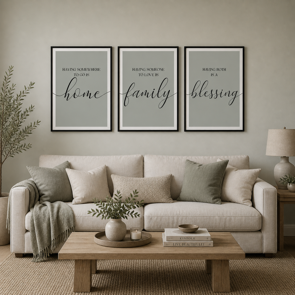Set of 3 Green Family Wall Art Prints