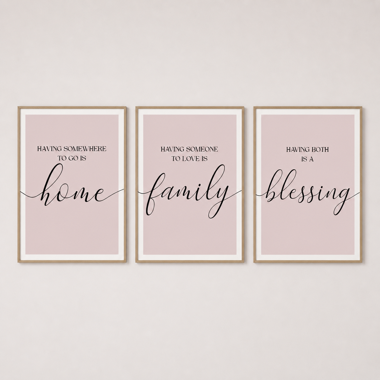 Set of 3 Pink Family Wall Art Prints