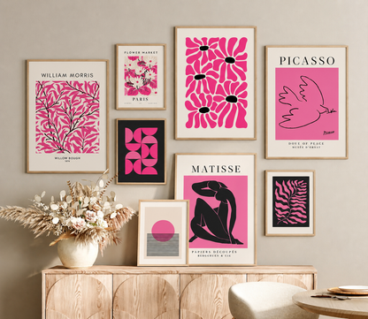 Set of 3 Pink Bauhaus Prints