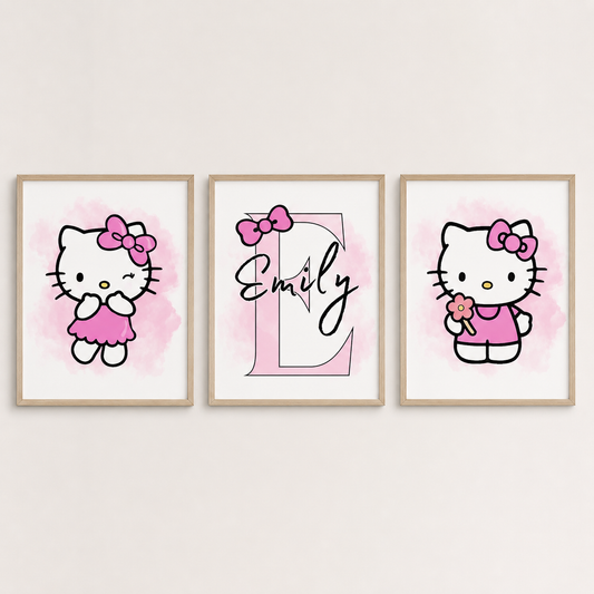 Set of 3 Personalised Hello Kitty Prints Posters
