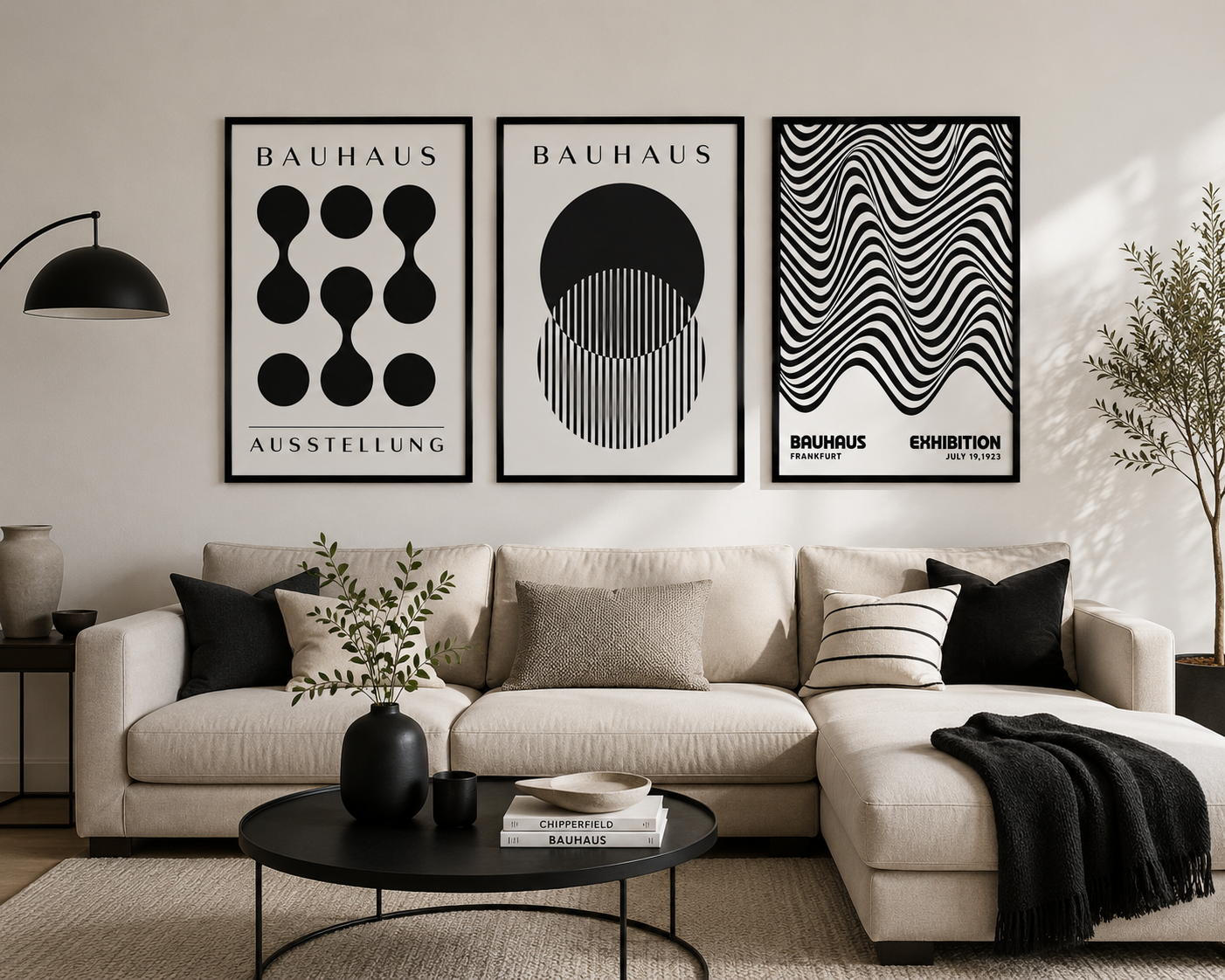 Set of 3 Black & White Bauhaus Prints