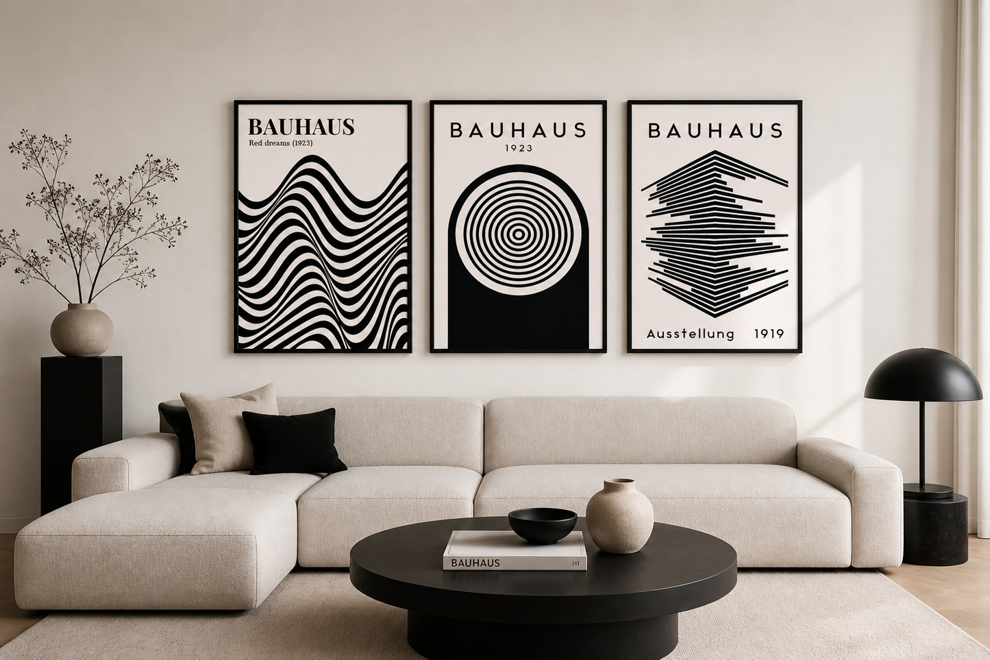 Set of 3 Black Bauhaus Prints