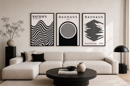 Set of 3 Black Bauhaus Prints