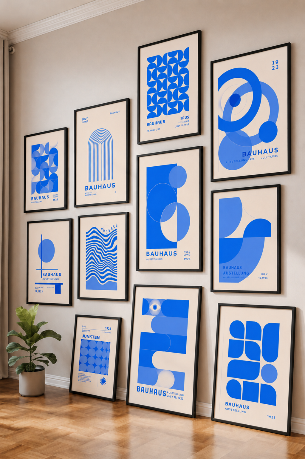 Blue Bauhaus Picasso Matisse Wall Art Set of 3 | Abstract Prints