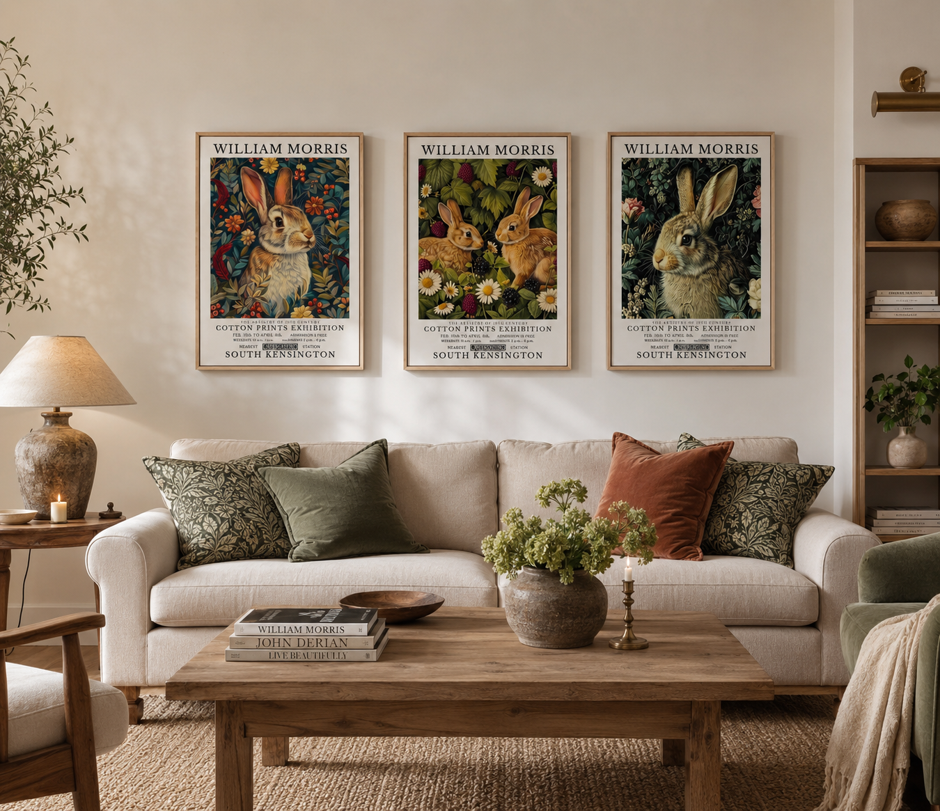Set of 3 William Morris Rabbit Prints