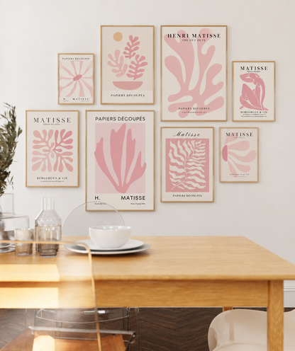 Set of 3 Pink Floral / Abstract Matisse Prints