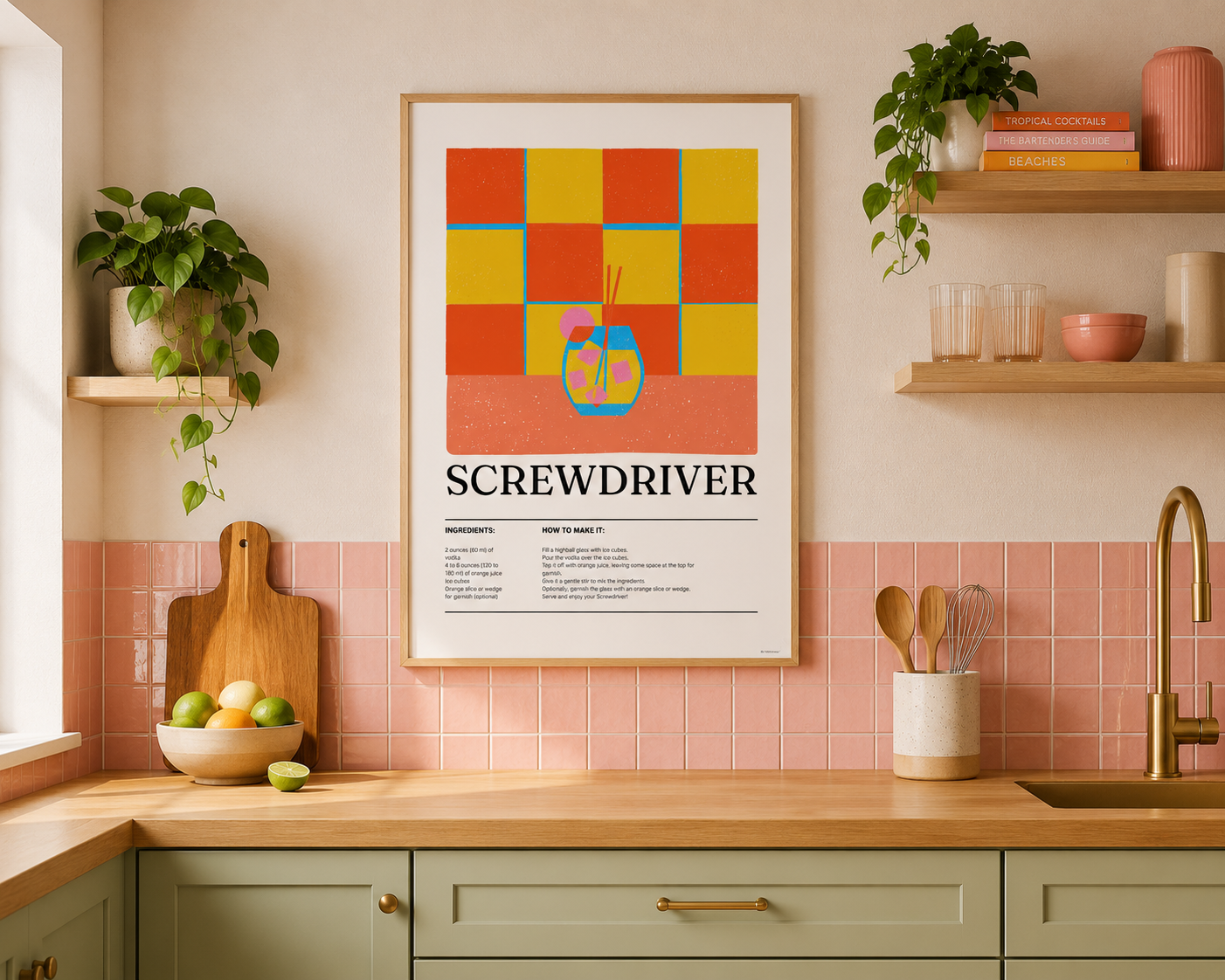 Screwdriver Cocktail Print - Orange & Yellow