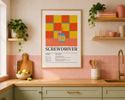Screwdriver Cocktail Print - Orange & Yellow