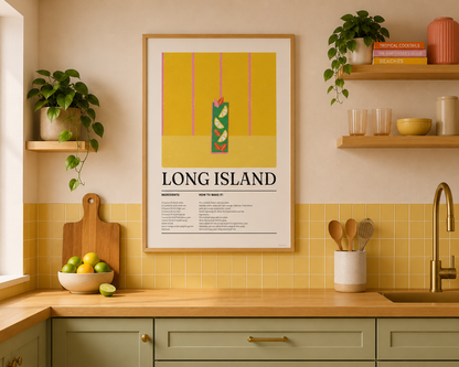 Long Island Cocktail Print - Yellow & Pink