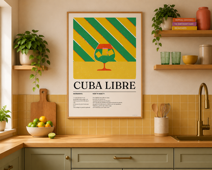 Cuba Libre Cocktail Print - Green & Yellow