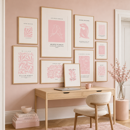 Set of 3 Pink Matisse / William Morris Prints