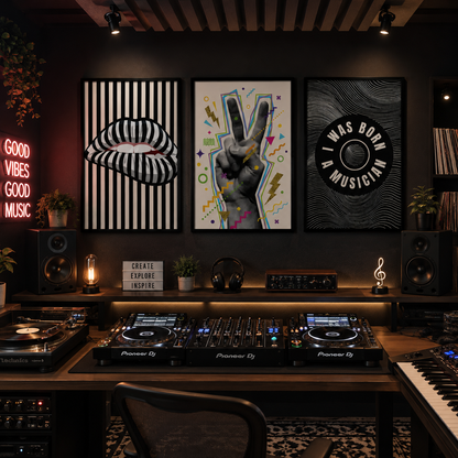 Set of 3 Eclectic Music Prints - Born A Musician
