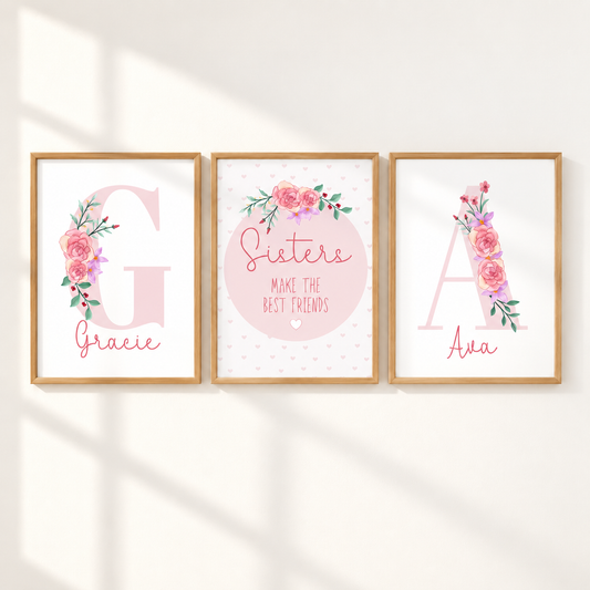 Personalised Sisters Prints Set of 3