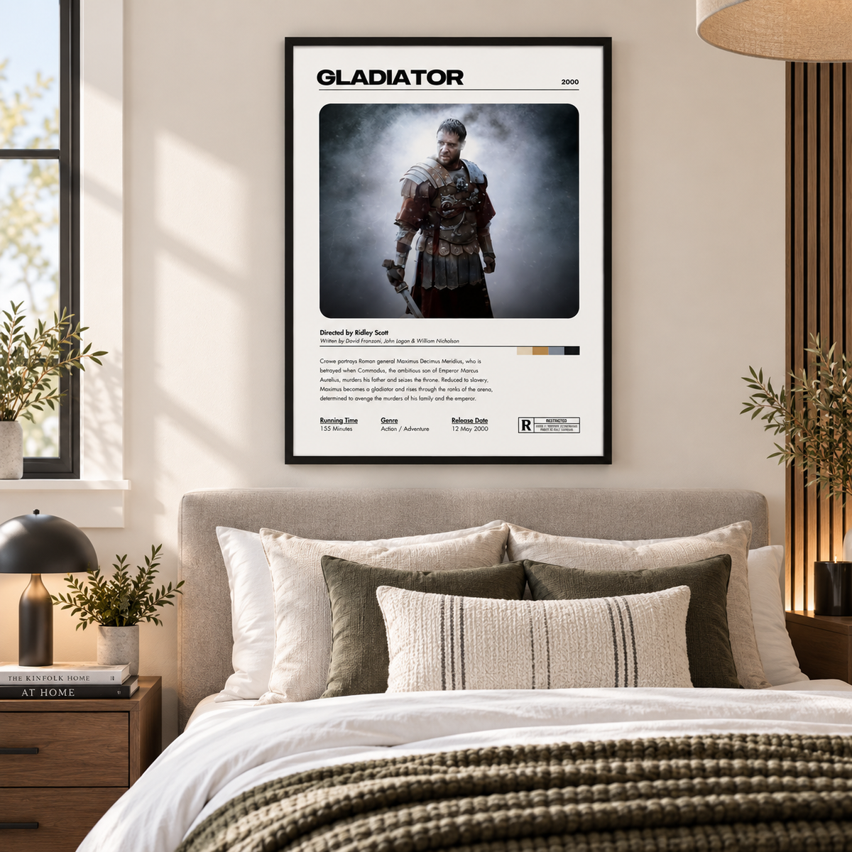 Gladiator 2000 movie poster inspired wall art for film lovers home cinema bedroom and entertainment room