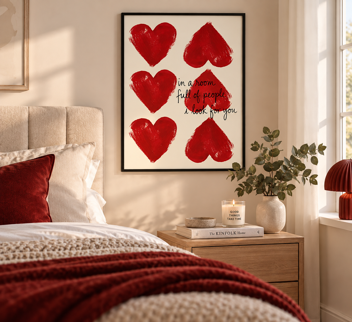 Red Heart Love Quote Print