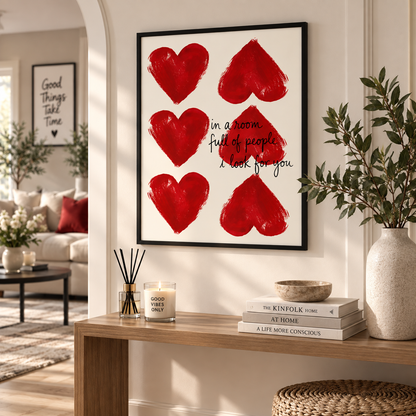 Red Heart Love Quote Print