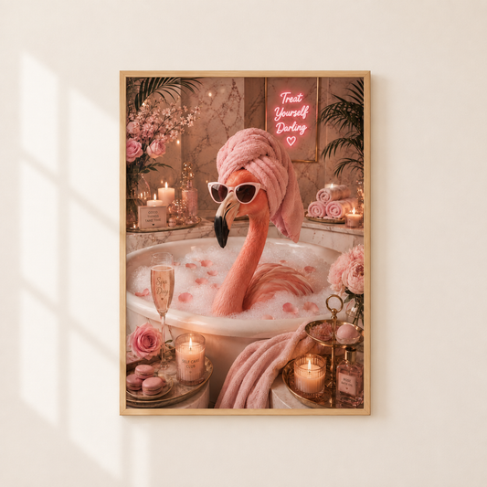 Funny Flamingo Bathroom Print