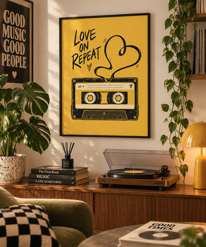Love On Repeat Cassette Tape Print