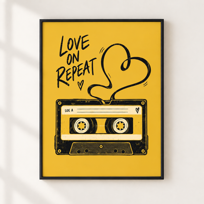 Love On Repeat Cassette Tape Print