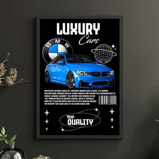 Blue BMW Sports Car Poster