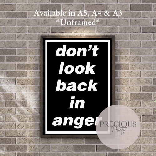 Oasis Lyric Poster - Don't Look Back In Anger
