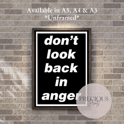 Oasis Lyric Poster - Don't Look Back In Anger