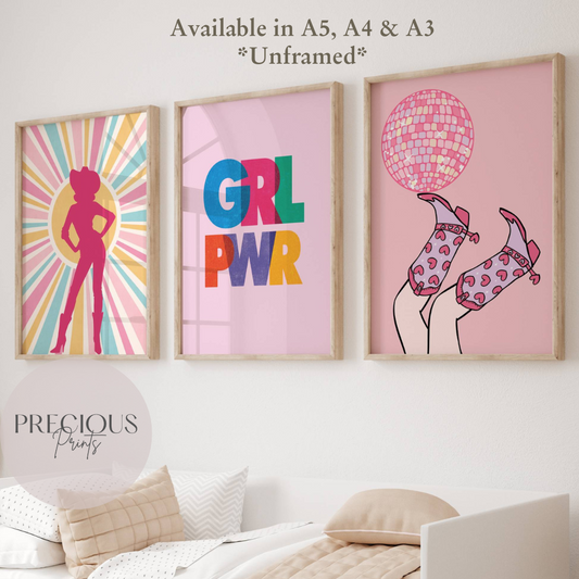 Set of 3 Cowgirl Preppy Posters