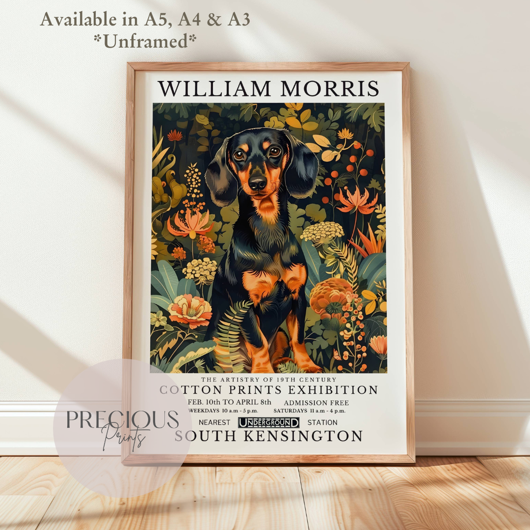 William Morris Dachshund Poster / Art Exhibition Print