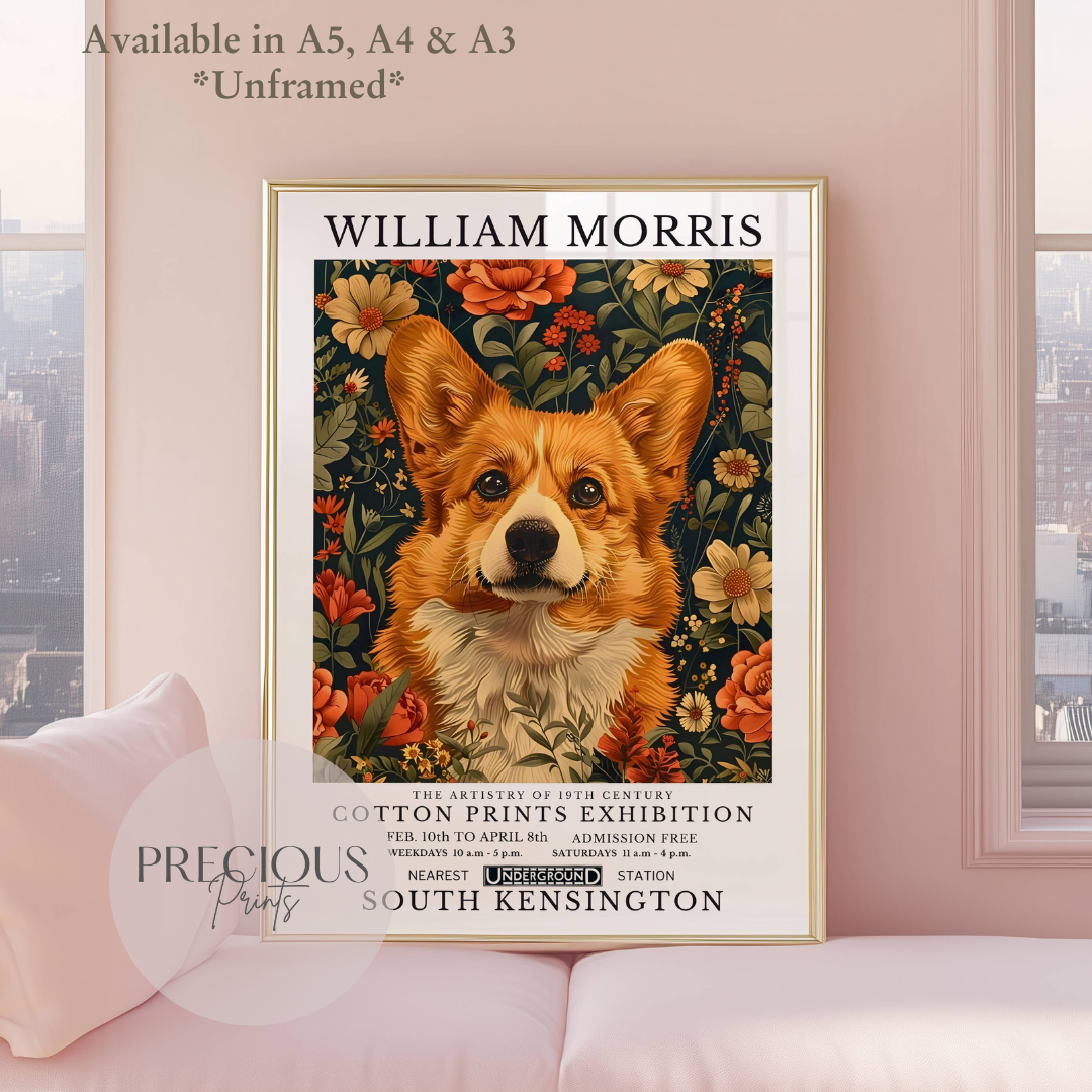 William Morris Corgi Poster / Art Exhibition Print