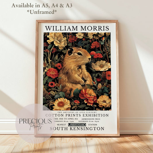William Morris Guinea Pig Capybara Poster / Art Exhibition Print
