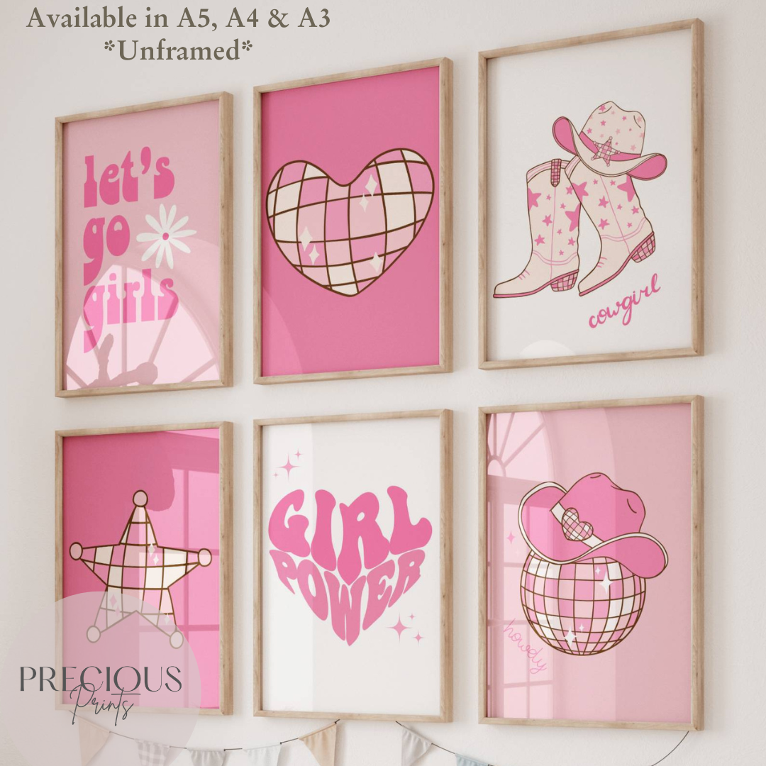 Set of 6 Preppy Wall Prints / Tween Girls Poster / Trendy Wall Decor / Unframed