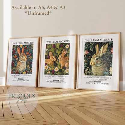 Set of 3 William Morris Rabbit Poster / Art Exhibition Prints