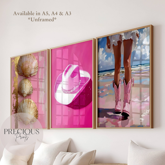 Set of 3 Cowgirl Preppy Posters