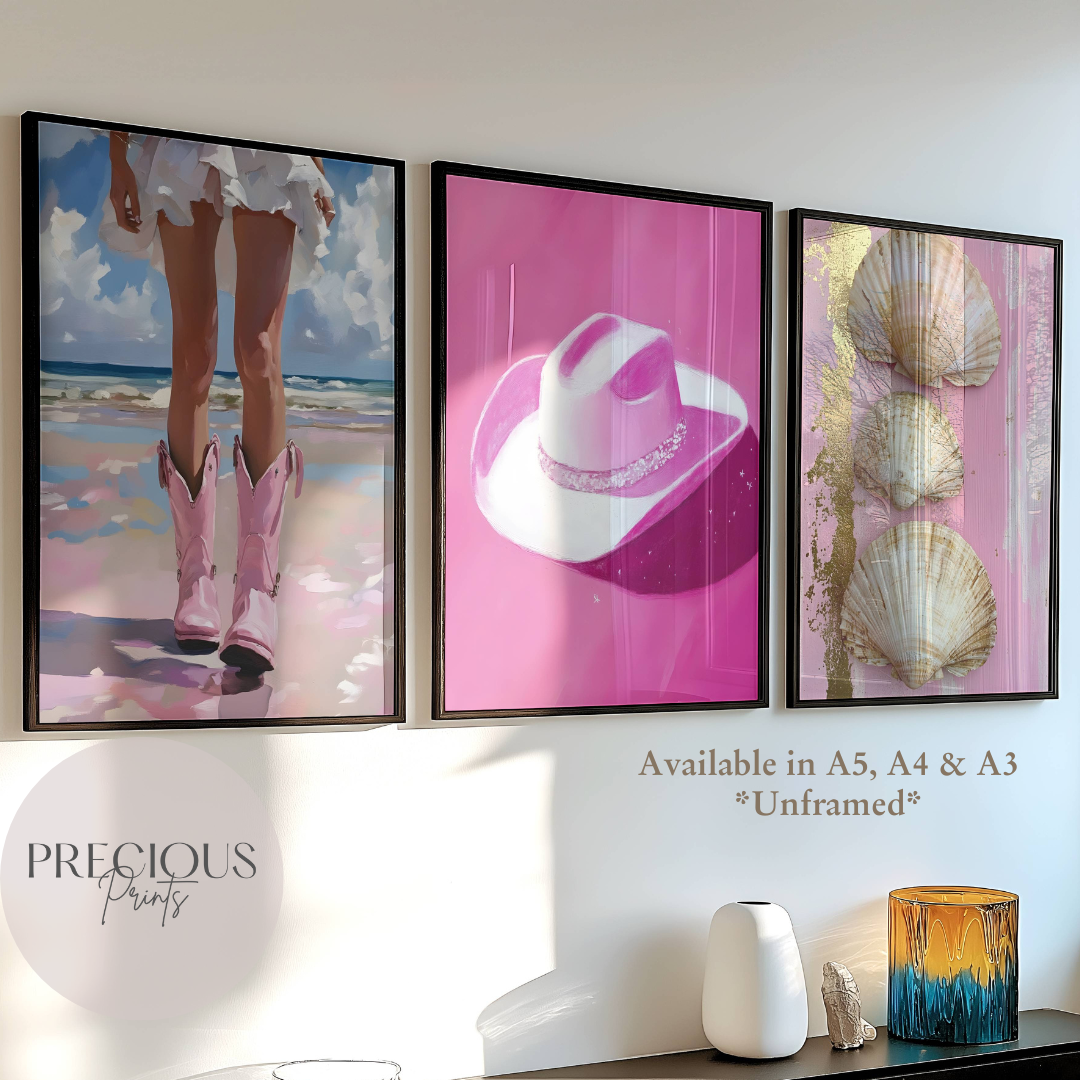 Set of 3 Cowgirl Preppy Posters