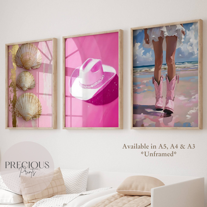 Set of 3 Cowgirl Preppy Posters