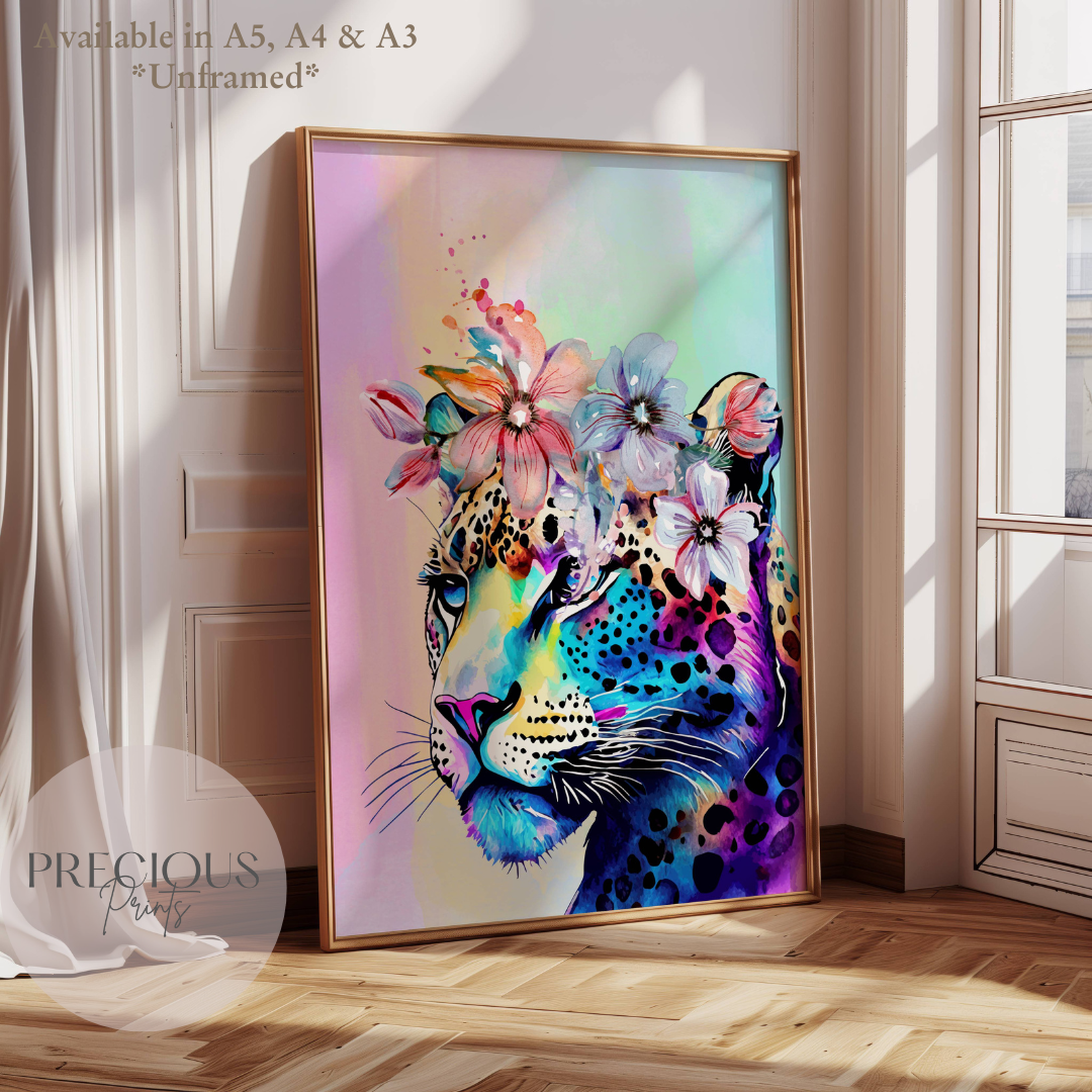Retro Leopard Poster Print