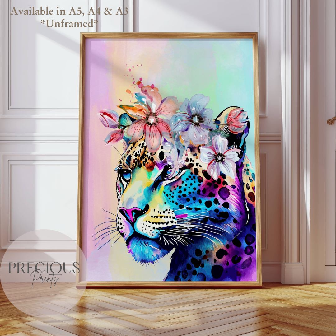 Retro Leopard Poster Print