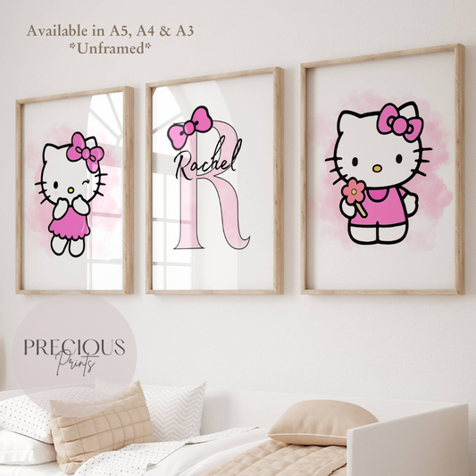 Set of 3 Personalised Hello Kitty Prints Posters