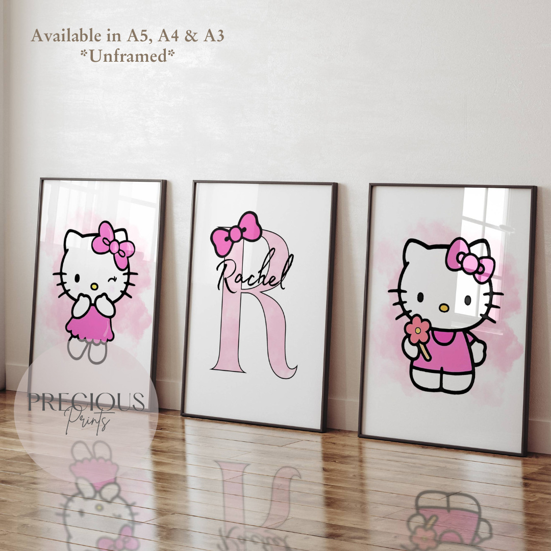 Set of 3 Personalised Hello Kitty Prints Posters