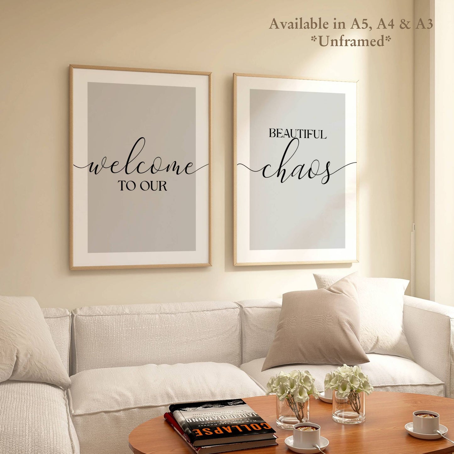 Set of 2 Grey Family Wall Art Prints